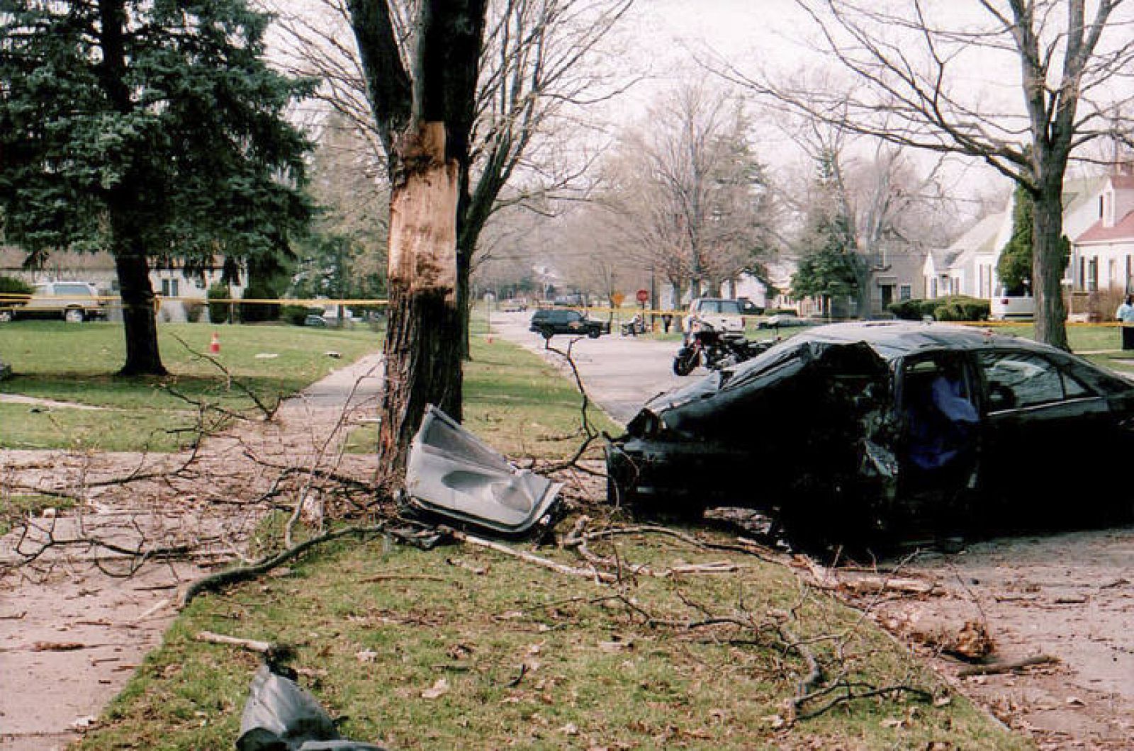 An accident picture provided by the lawyers representing the family of Guadalupe Alberto, of the wreckage of a 2005 Toyota Camry following crash in Flint