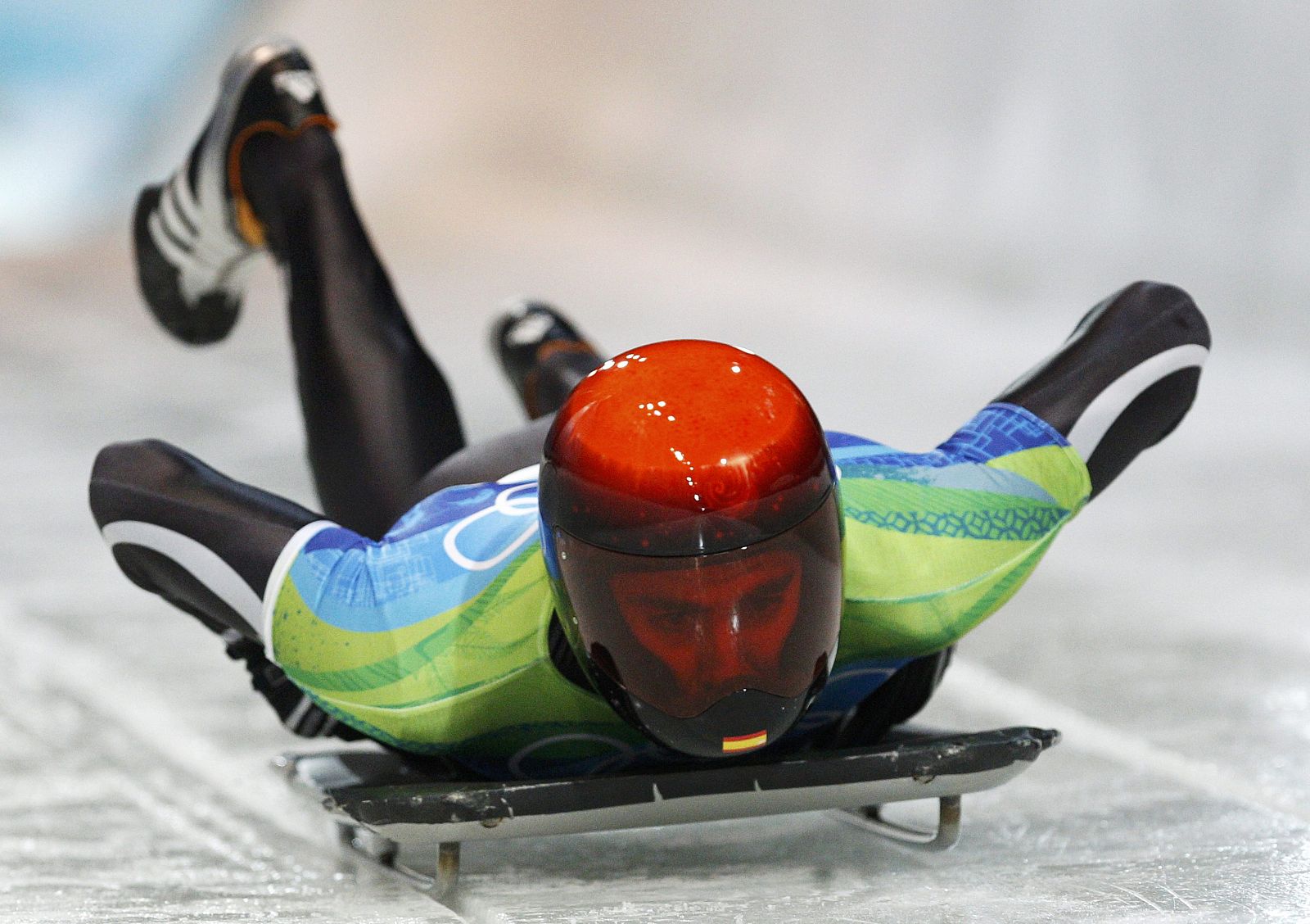 Ander Mirambell durante un momento de su prueba de skeleton.