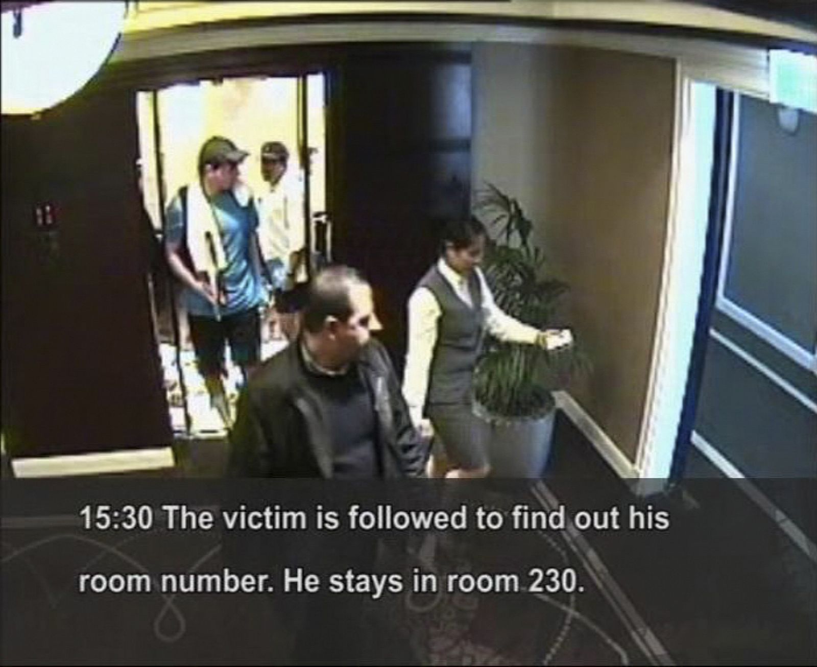 Hamas militant, Mahmoud al-Mabhouh, is shown being followed by his alleged killers in this CCTV handout from Dubai police