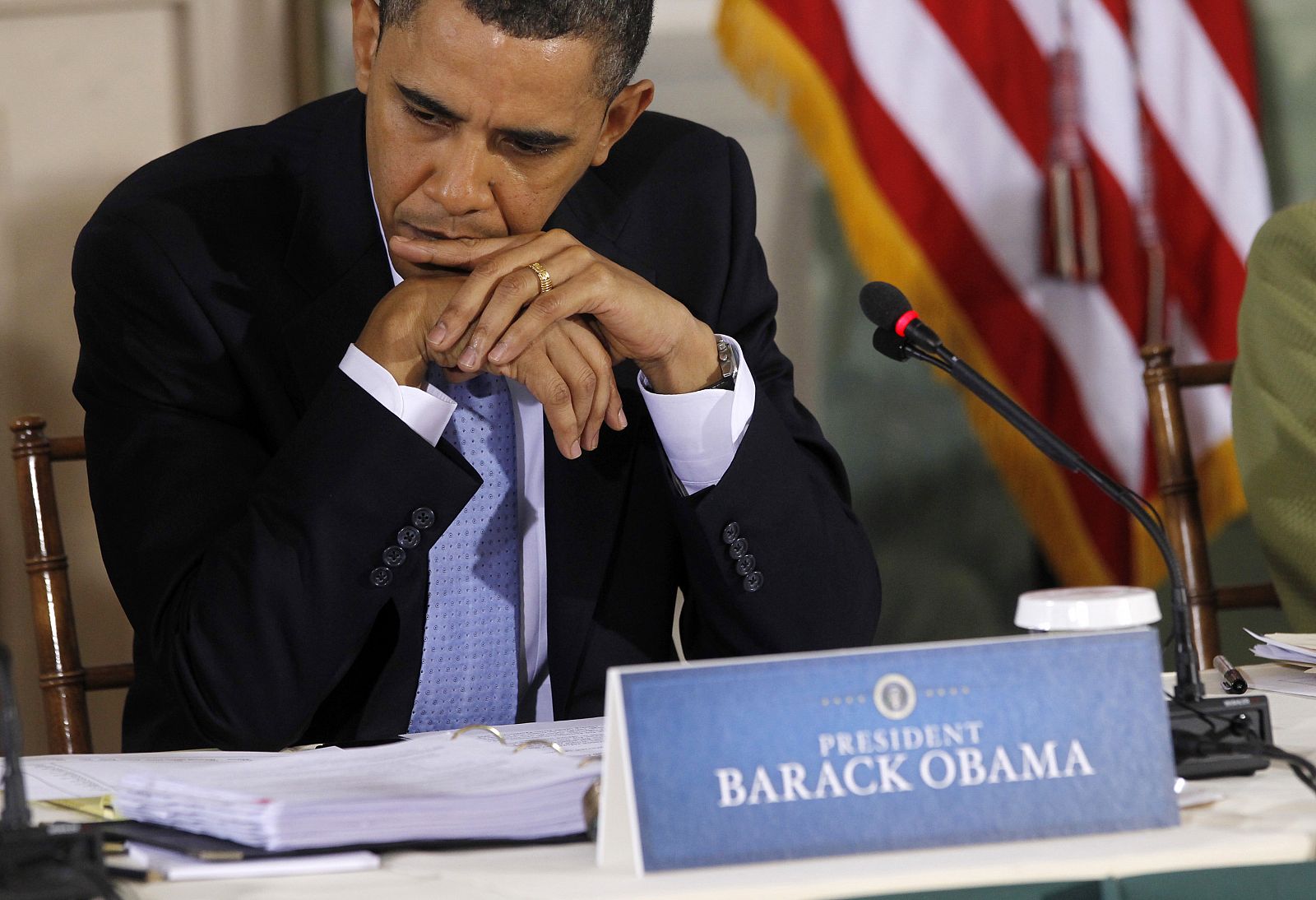 Obama, durante la última cumbre para 'salvar' la reforma sanitaria.