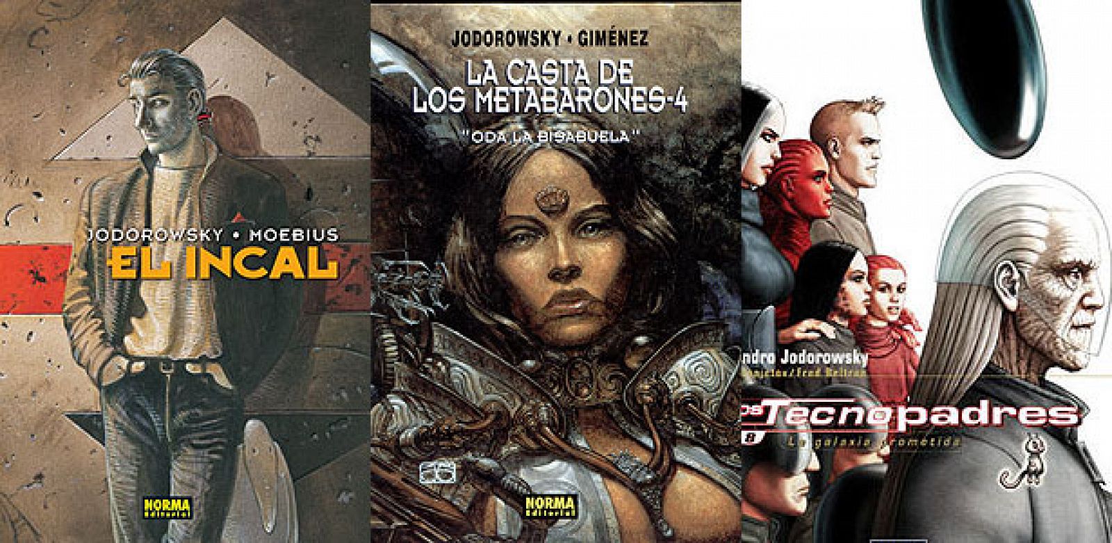 Tres de las obras más populares de Jodorowsky, 'El Incal', 'Los metabarones' y 'Los tecnopadres'