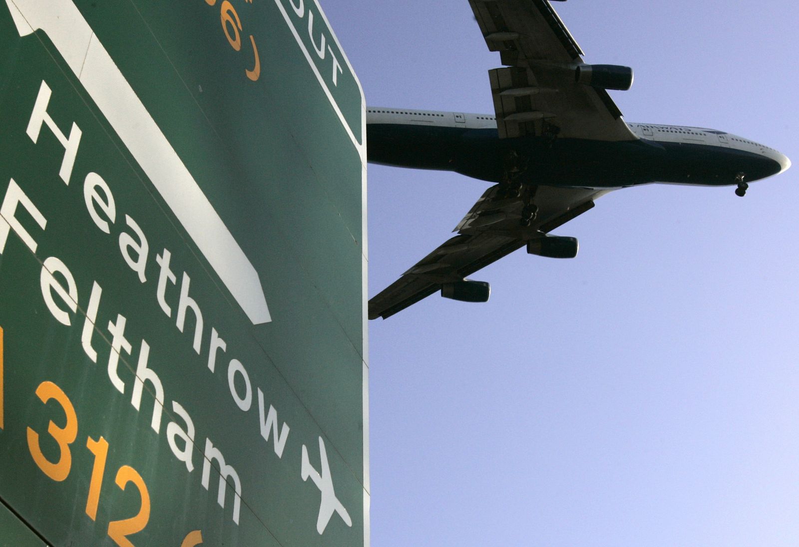 British Airways passenger plane prepares to land at new Terminal 5 at Heathrow Airport  in London