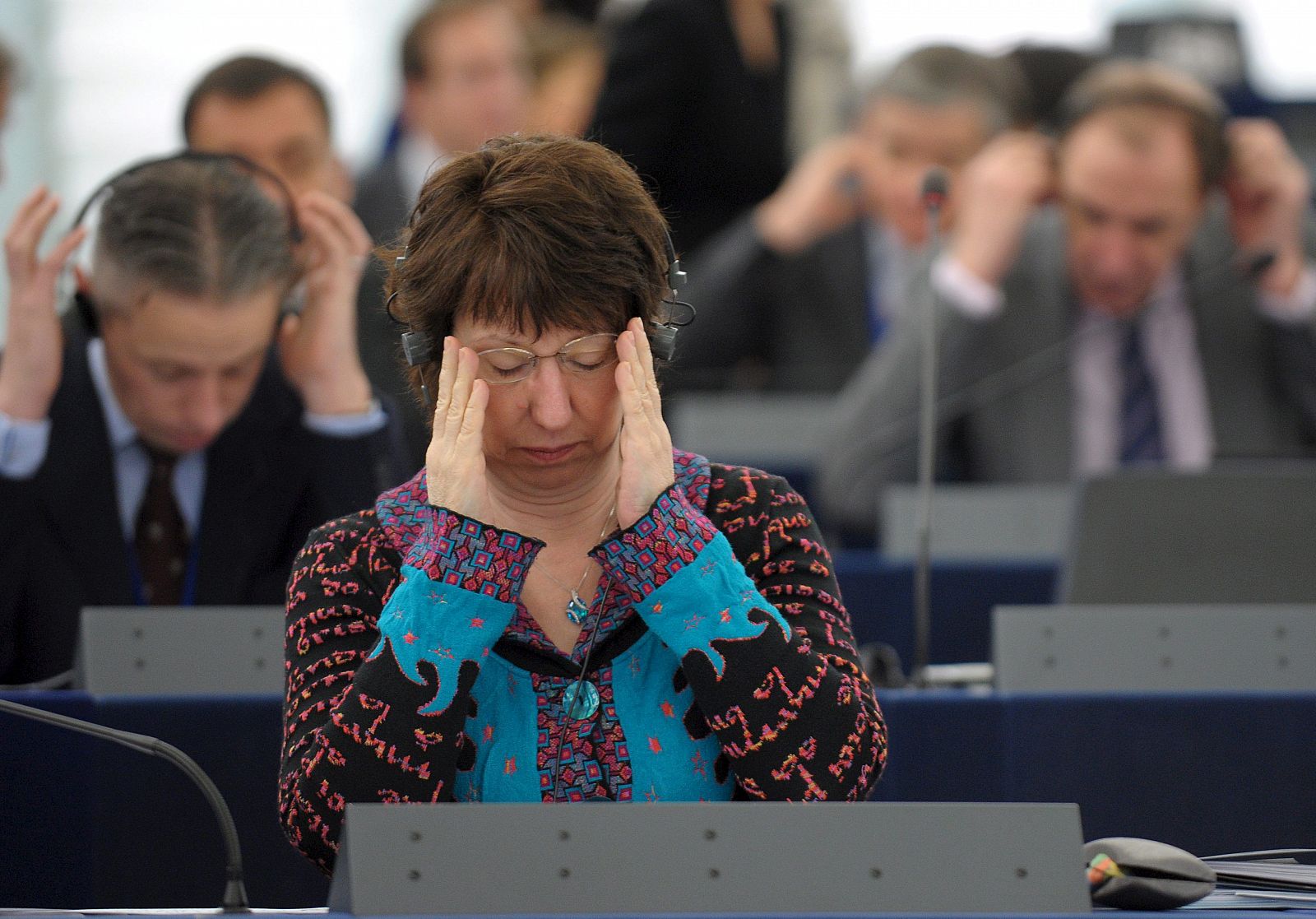 La alta representante de la UE para Política Exterior, Catherine Ashton, participa en el debate sobre política exterior comunitaria del pleno del Parlamento Europeo (PE) en Estrasburgo, Francia.