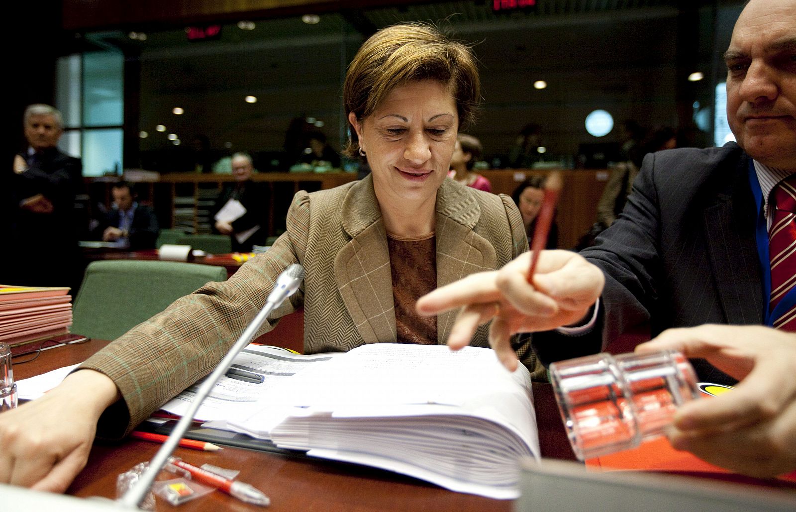 Elena Espinosa, ministra de Medio Ambiente, en la reunión del Consejo de Ministros de Medio Ambiente.