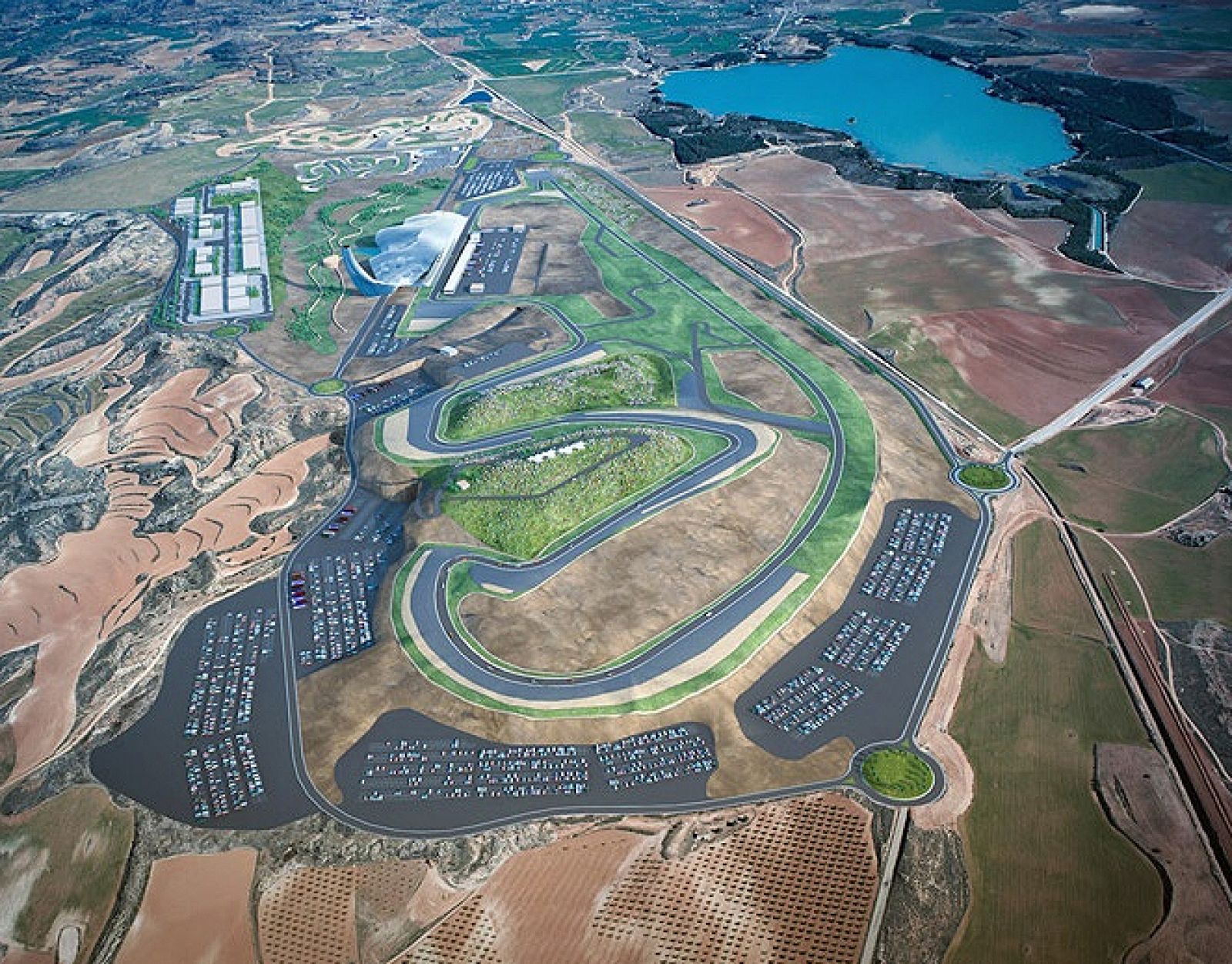 Vista aérea del circuito Motorland Aragón, ubicado en Alcañiz.