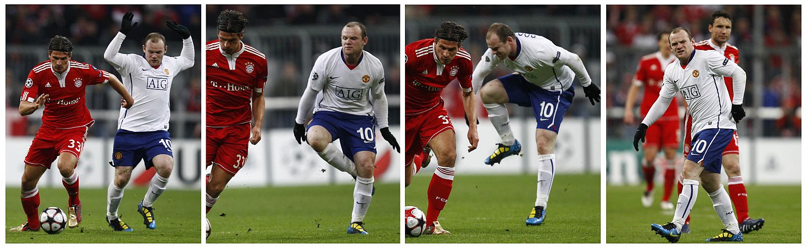 Rooney se ha tenido que retirar lesionado por un golpe en su tobillo en el partido ante el Bayern.