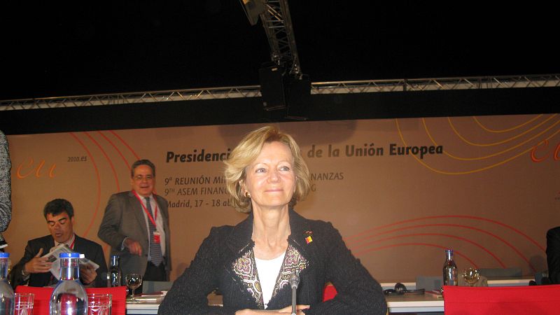 La vicepresidenta económica Elena Salgado durante la reunión de ministros de economía UE-ASIA.