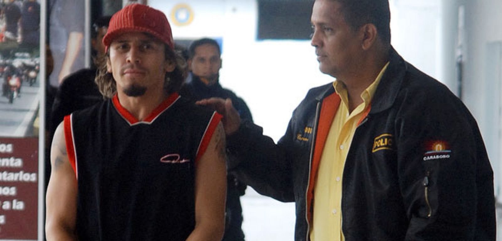 El boxeador durante la detención tras el asesinato de su mujer.