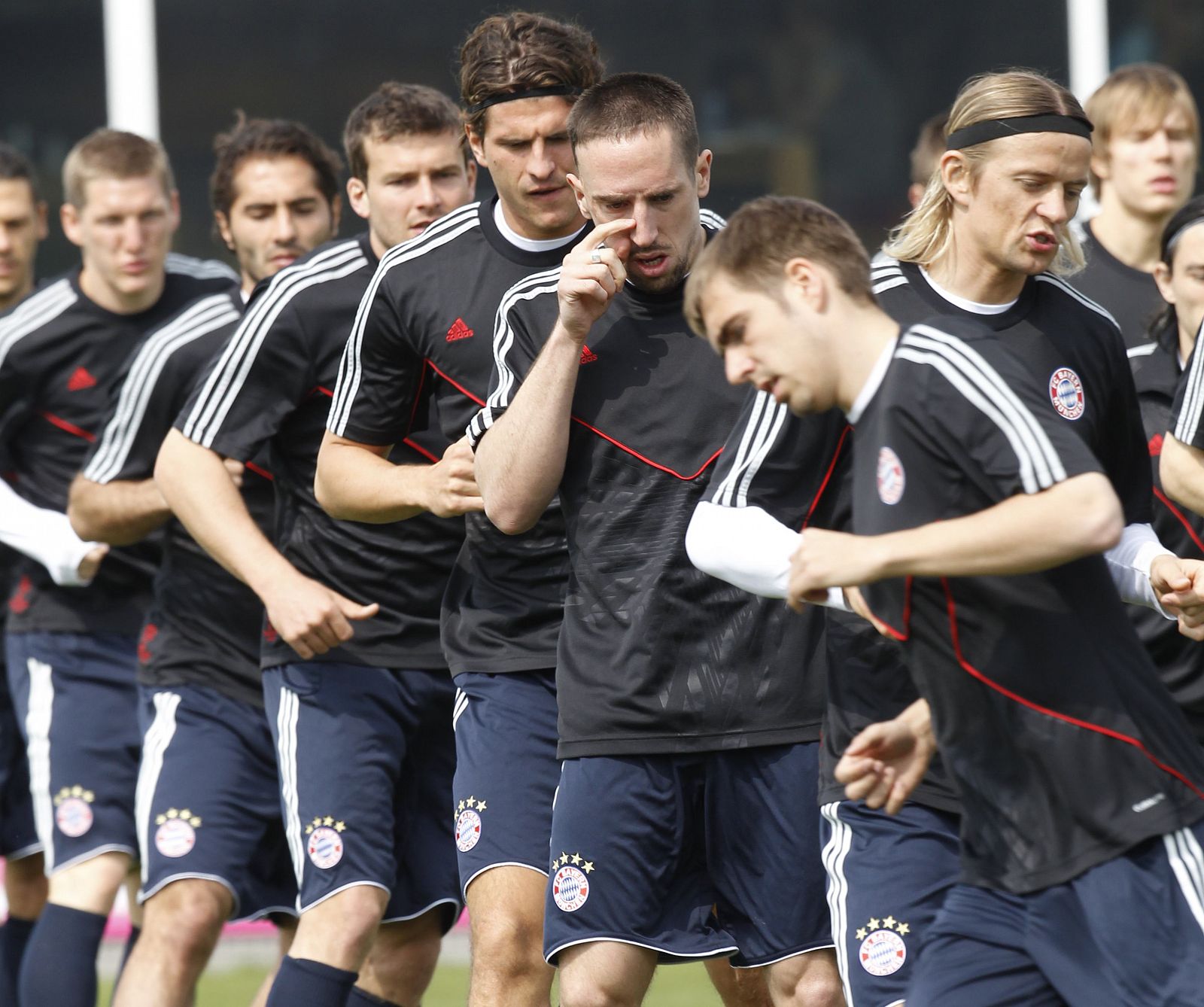 Los jugadores del Bayern Munich ,con Franck Ribery como protagonista, preparan el choque de las semifinales.