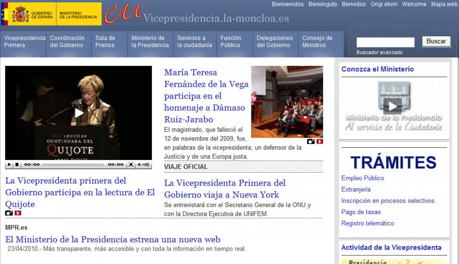 El Ministerio de Presidencia ha estrenado una nueva página web con información a tiempo real