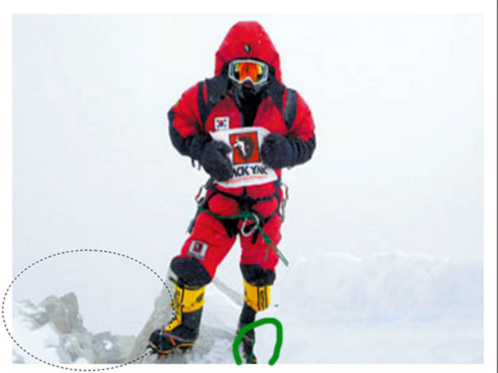 Miss Oh, en su dudosa cumbre dle Kangchenjunga.