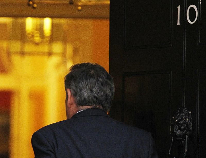 Brown, al llegar a Downing Street este viernes.