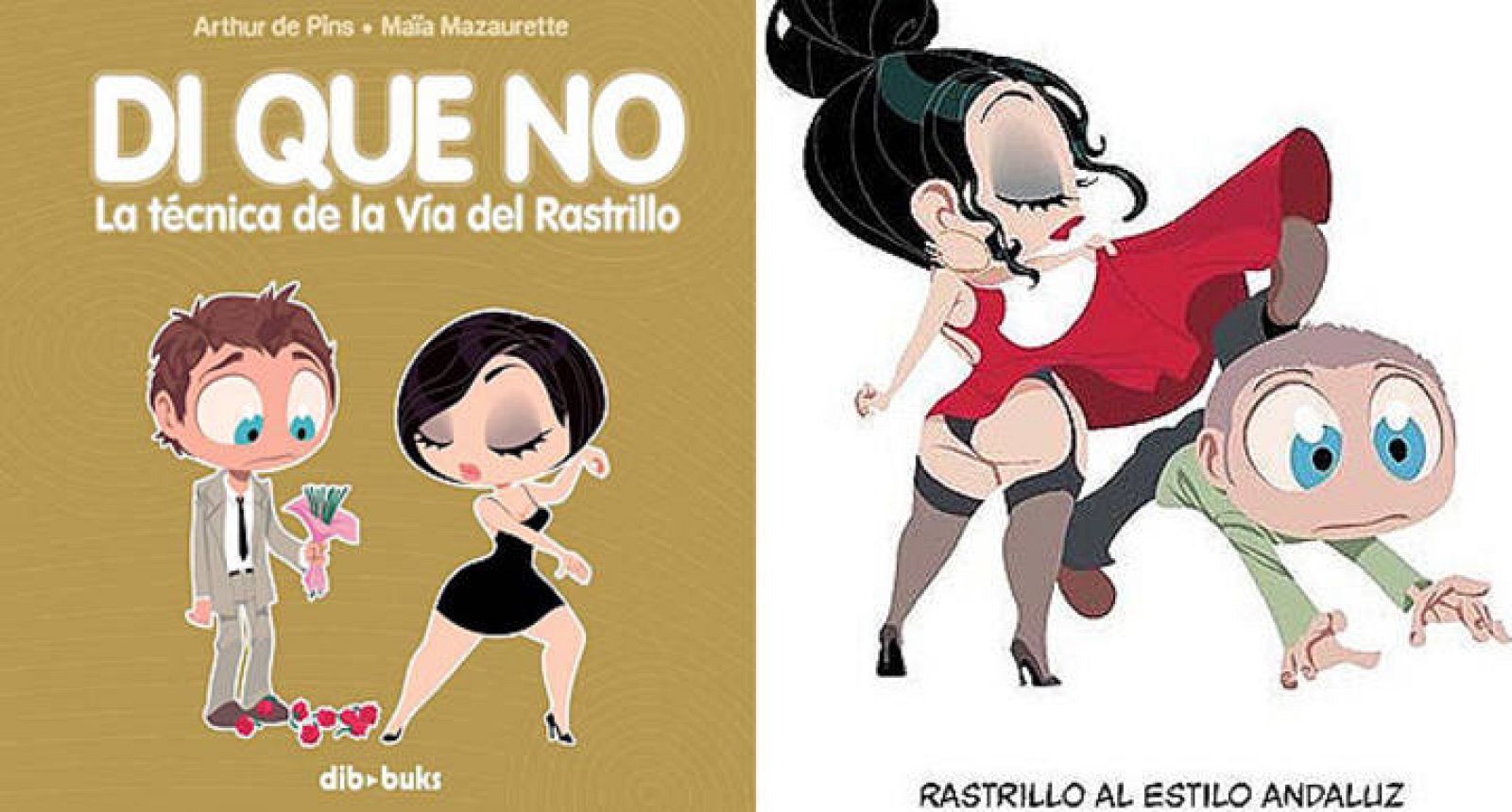 Portada de 'Di que no...' y un dibujo del libro, de la escritora Maïa Mazaurette y el ilustrador Athur de Pins