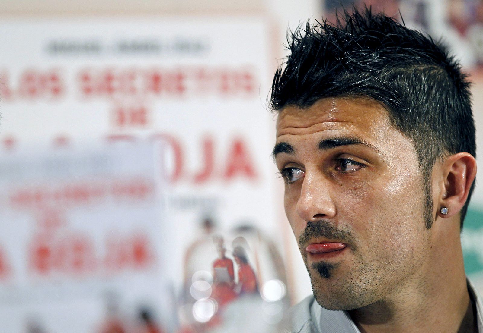 David Villa, durante la presentación del libro "Los secretos de la Roja", de Miguel Ángel Díaz.