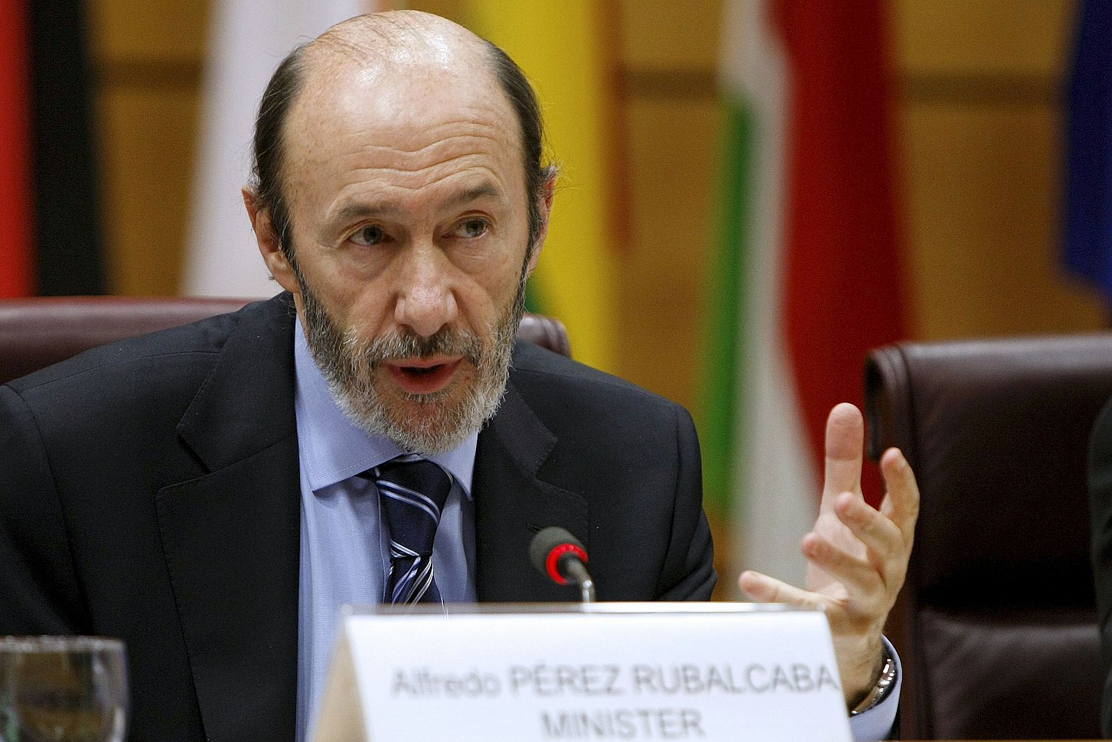 Rubalcaba durante su intervención en la reunión de presidentes de comisiones de Justicia e Interior de los parlamentos de la UE.