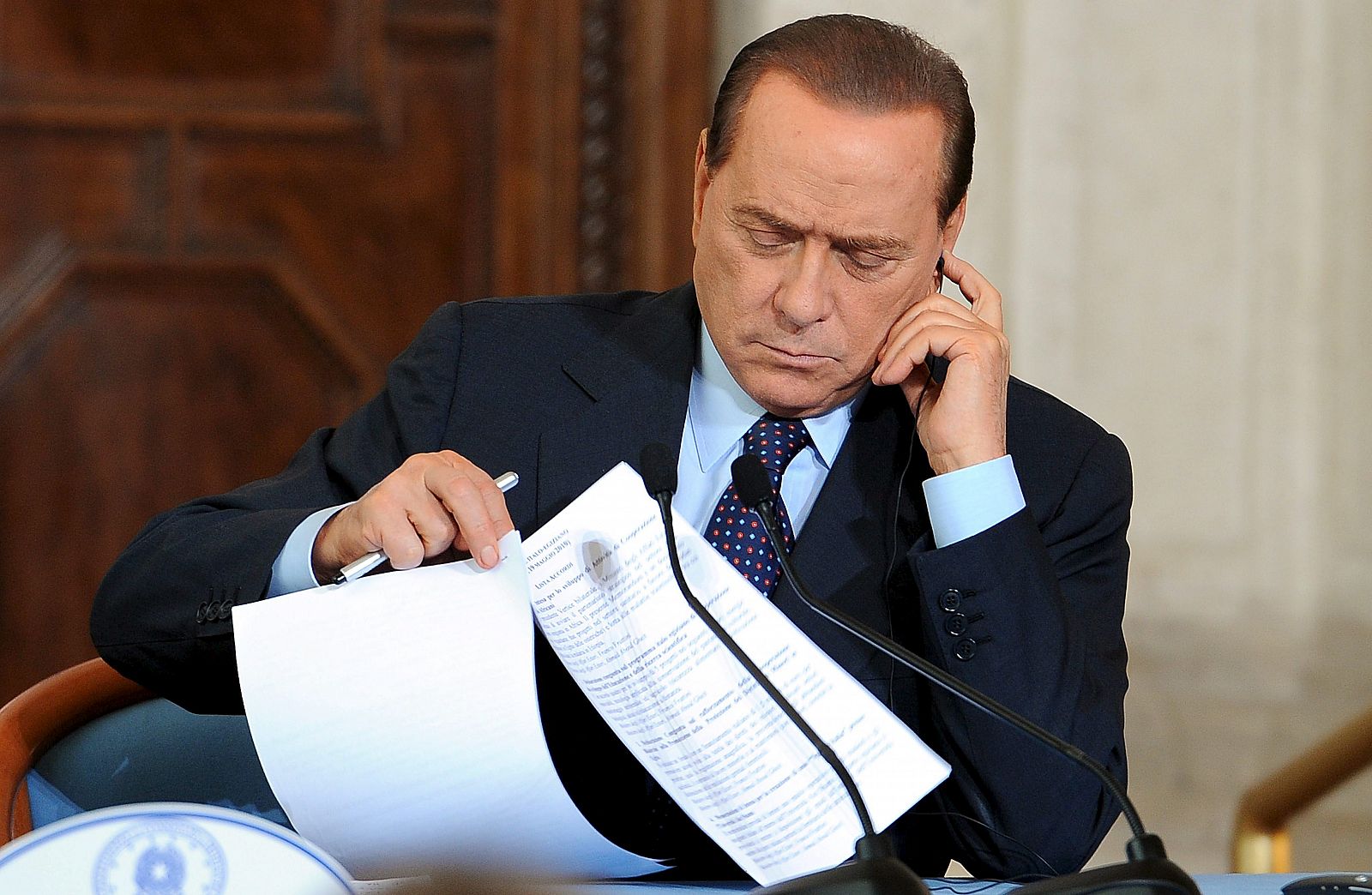 El primer minsitro italiano y propietario del Milan, Silvio Berlusconi.