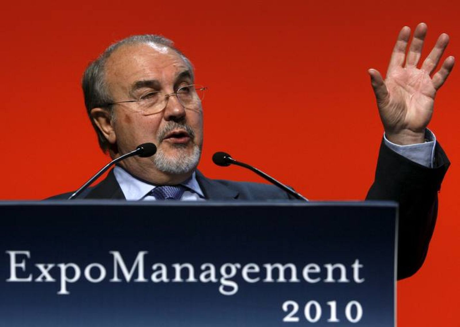 Pedro Solbes durante su intervención en la octava edición del congreso ExpoManagement