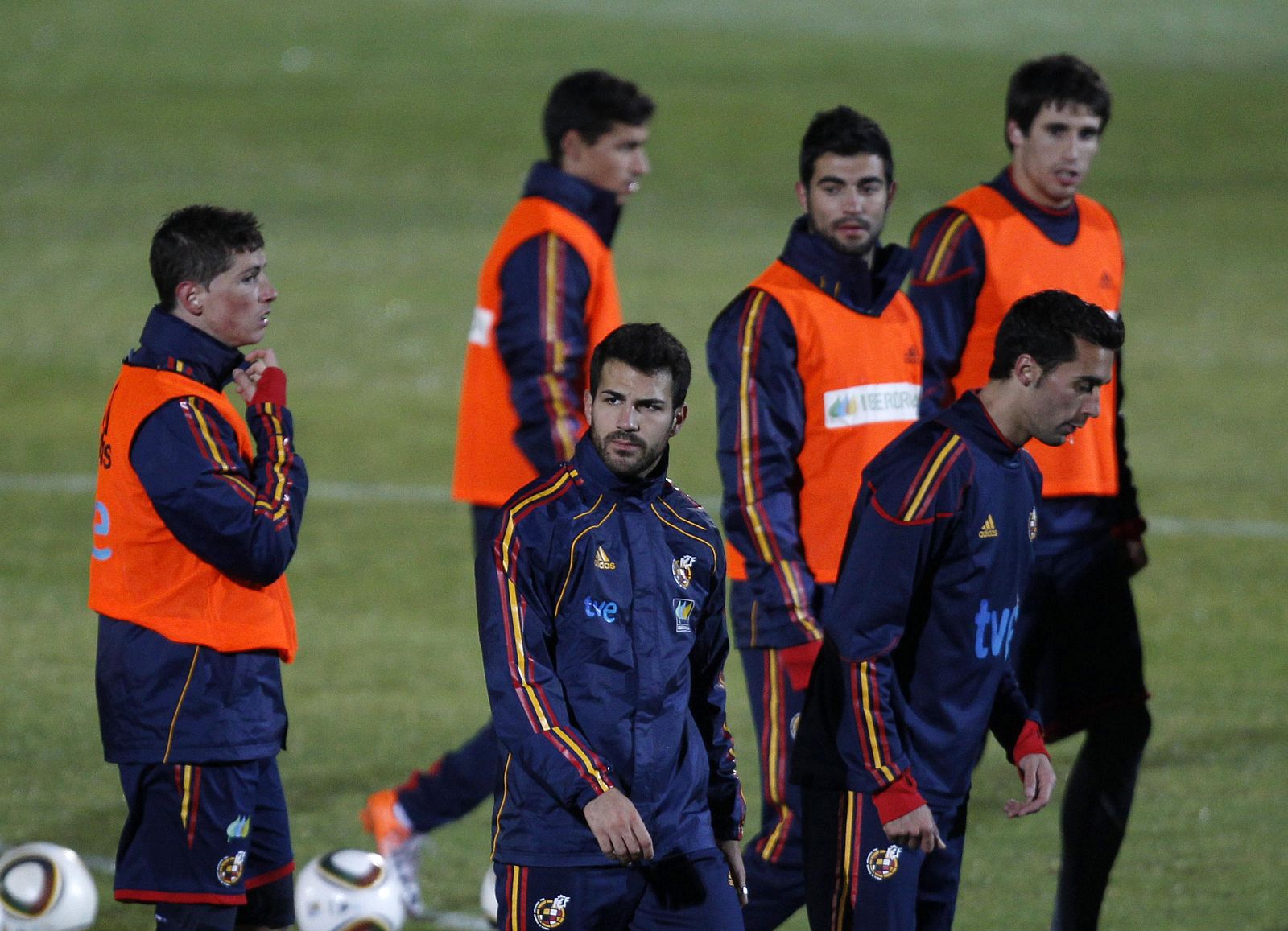 Spain's players attend a soccer training session in Potchefstroom