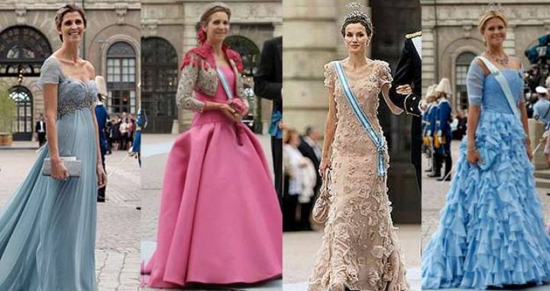 Rosario Nadal, Doña Infanta Elena, la Princesa de Asturias, y la Princesa Magdalena, lucen sus vestidos en la boda real sueca.