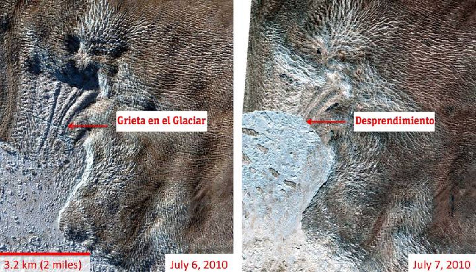  Imagen captada por la NASA del desprendimiento