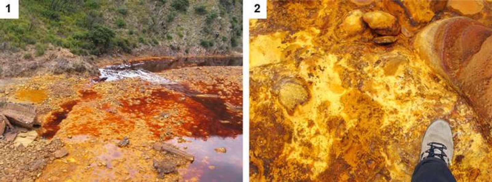   Cuenca del Río Tinto, un ambiente con alto contenido en hierro que se utiliza para simular habitats parecidos al marciano. 