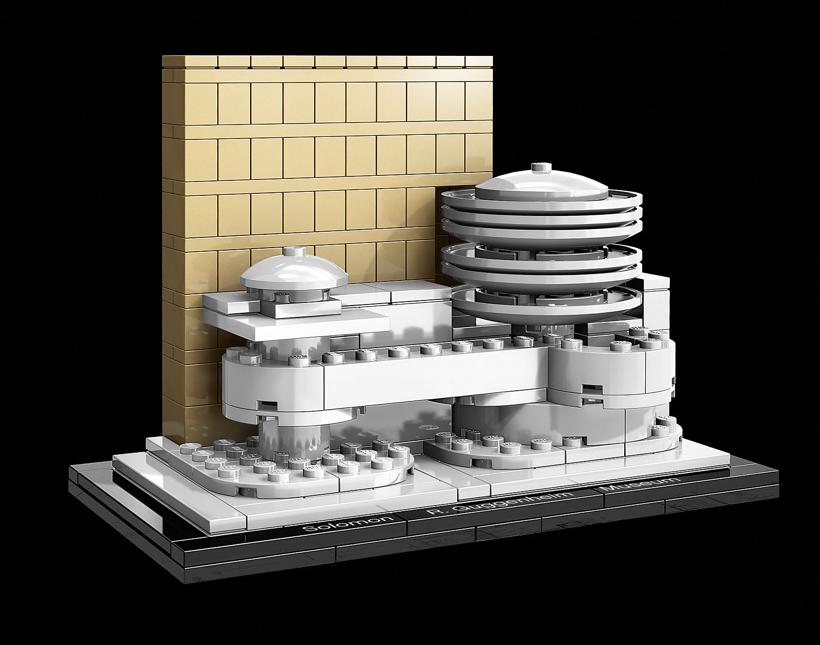 El Museo Guggenheim de Nueva York, diseño de Frank Lloyd Wright,  construido con LEGO. Este es el modelo a escala que LEGO vende en su línea LEGO Architecture.