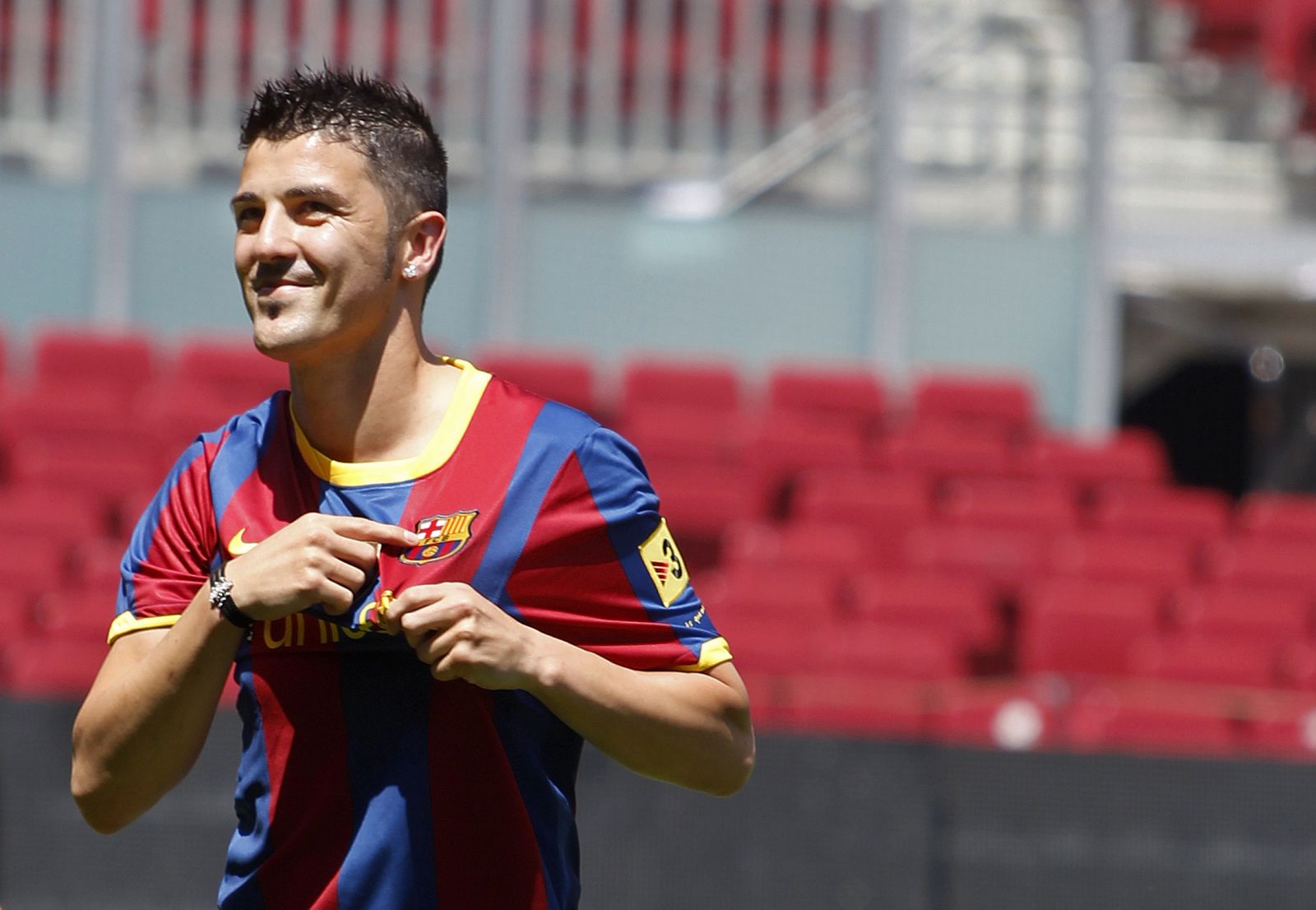 Villa apunta al escudo del Barça, el equipo con el que quiere completar su palmarés
