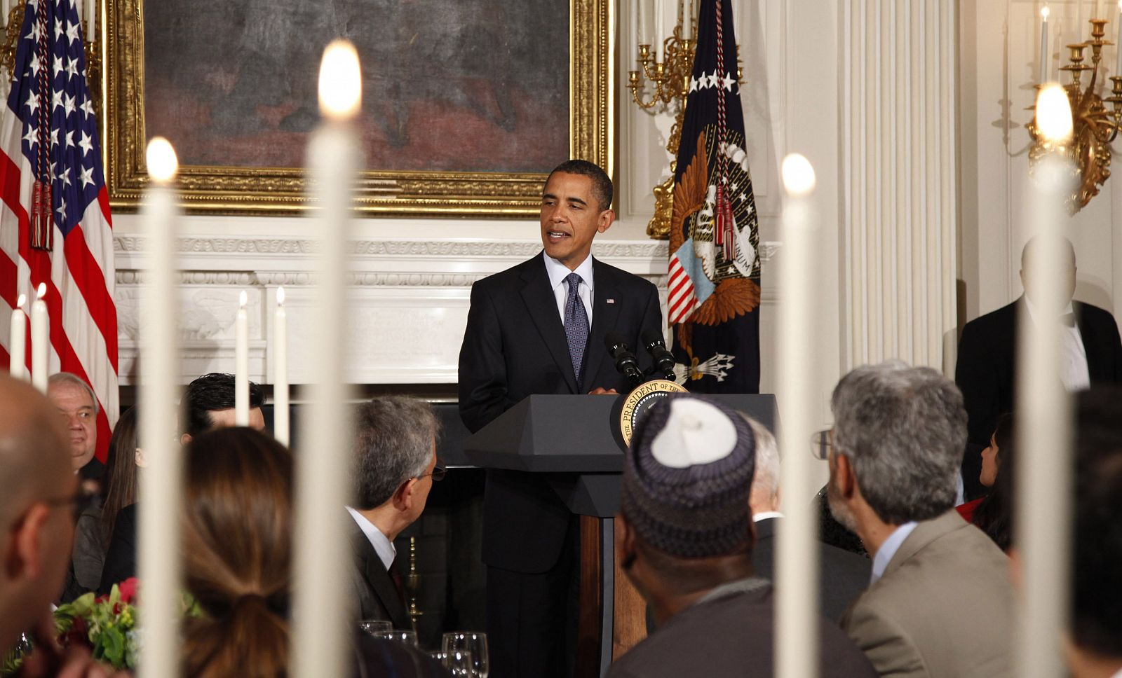 Barack Obama durante la cena en la Casa Blanca en la que han celebrado  durante la celebración el mes del Ramadán.