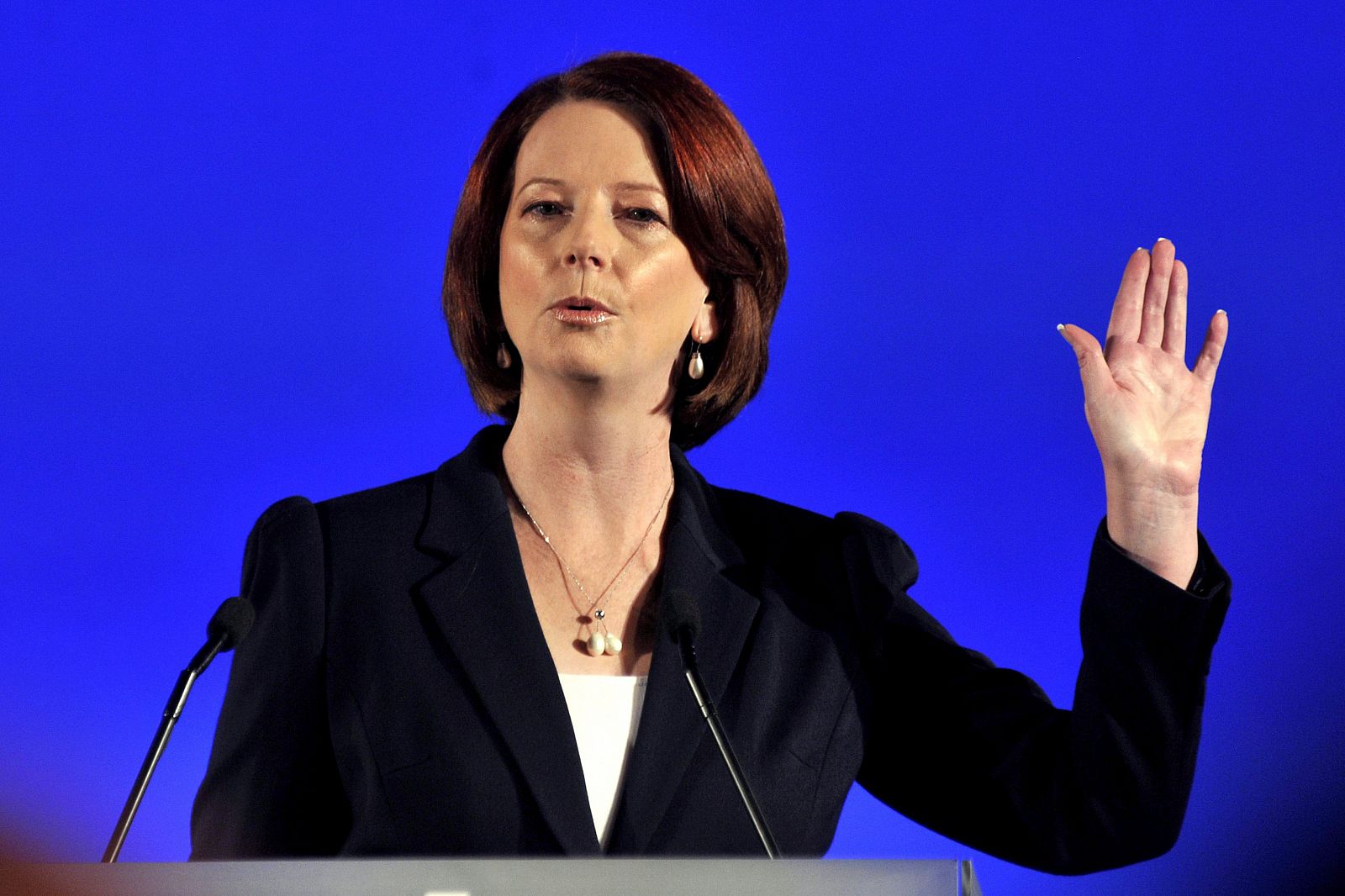 La primera ministra australiana Julia Gillard durante un discurso