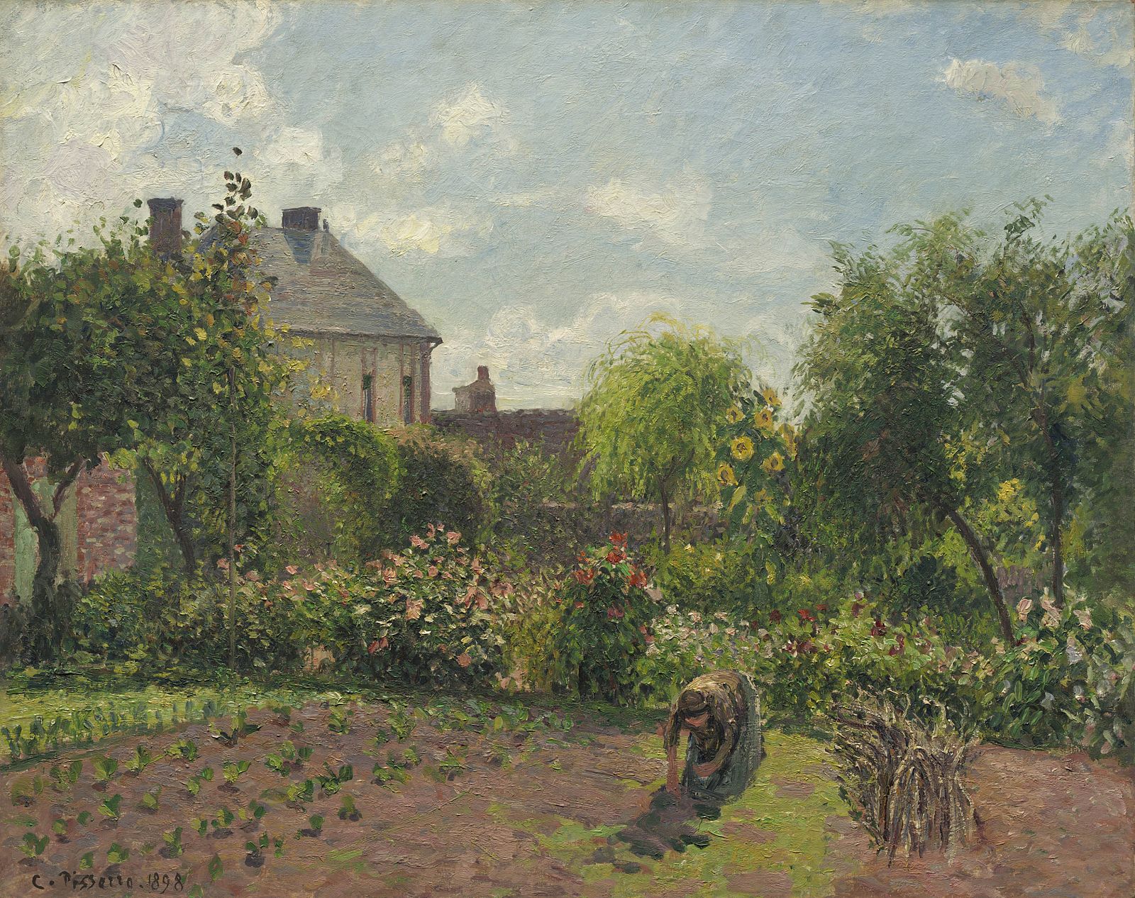 "Camille Pissarro- "The Artist's Garden at Eragny, 1898". Óleo sobre lienzo 73,4 x 92,1 cm. National Gallery of Art, Washington. Ailsa Mellon Bruce Collection". Uno de los jardines impresionistas que pueden verse en el Museo Thyssen.