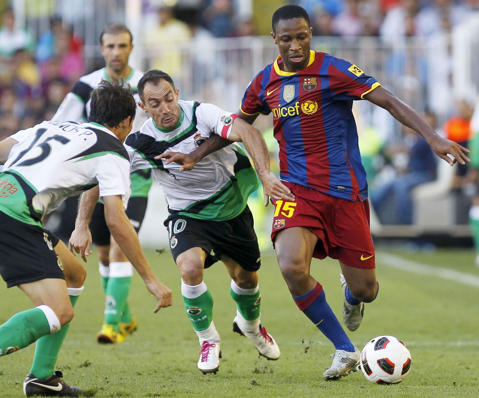 El centrocampista malí del FC Barcelona, Seydou Keita, en el pasado partido contra el Racing