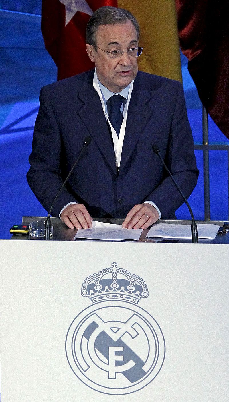 El presidente del Real Madrid, Florentino Pérez, durante su intervención en la Asamblea General Ordinaria.