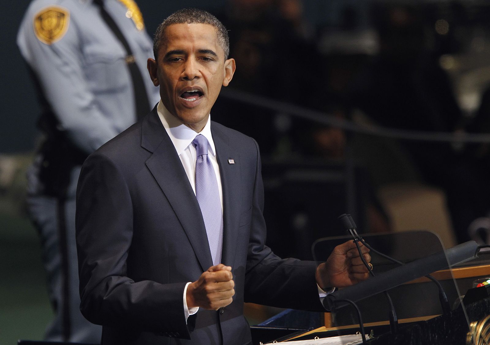 El presidente de EE.UU., Barack Obama, durante su intervención en la Asamblea de la ONU