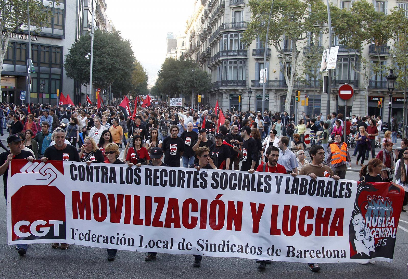 Manifestación contra la reforma laboral en Barcelona