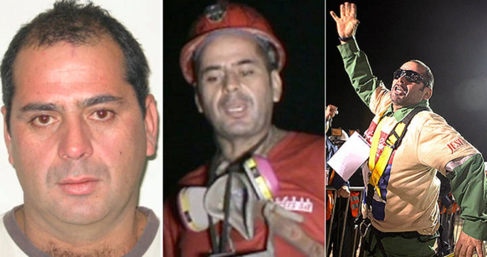 Mario Sepúlveda, antes, durante y después de su permanecer atrapado en la mina de San José durante 69 días.