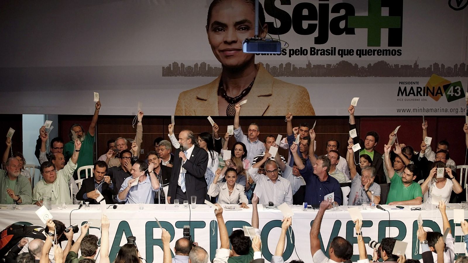 Miembros del Partido Verde de Brasil durante una convención en Sao Paulo