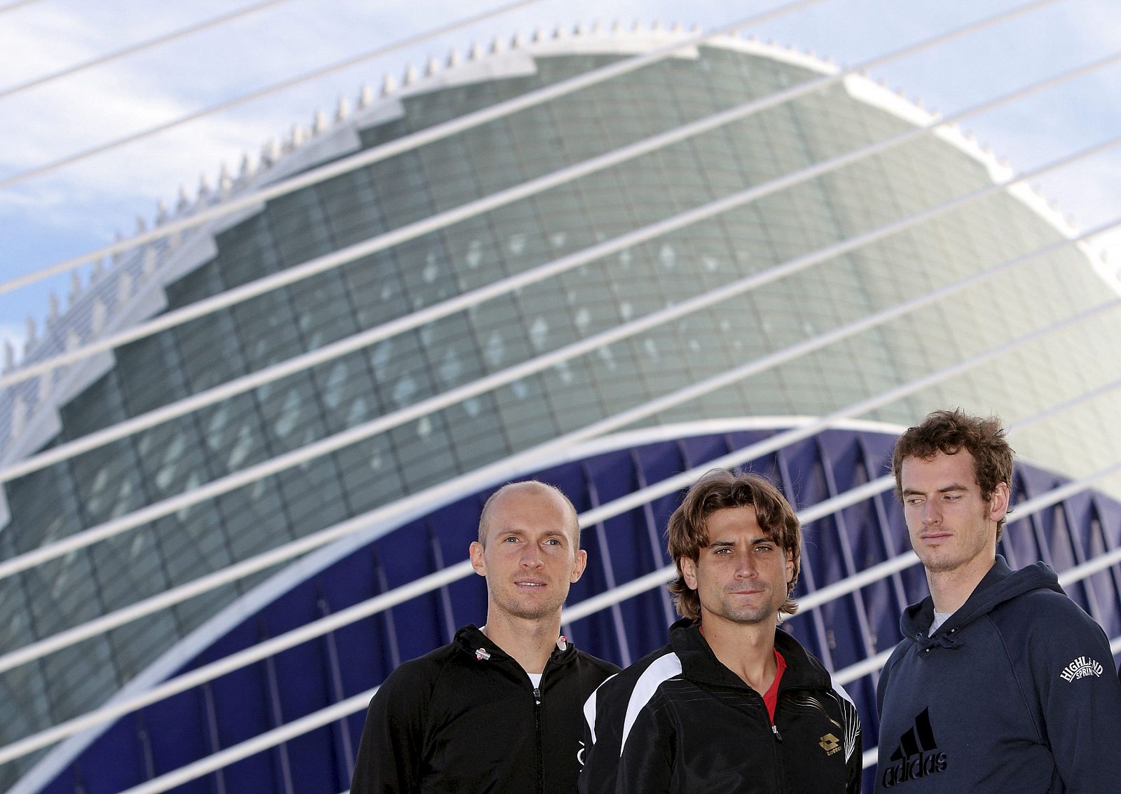 Ferrer posa junto a Andy Murray y Nikolai Davydenko en la presentación del torneo