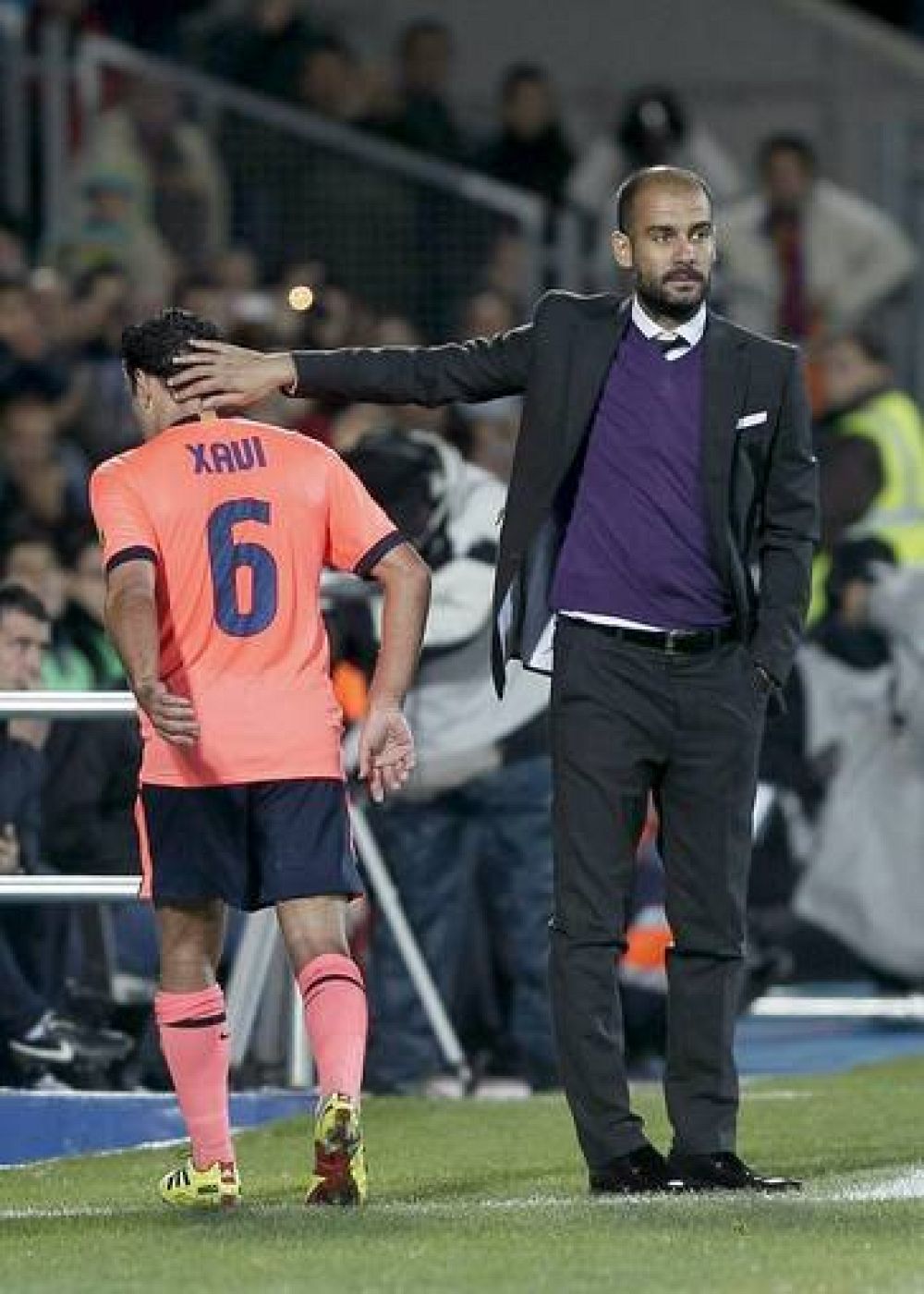 Guardiola cambió a Xavi en la segunda parte en el partido ante el Getafe en el Coliseum Alfonso Pérez.