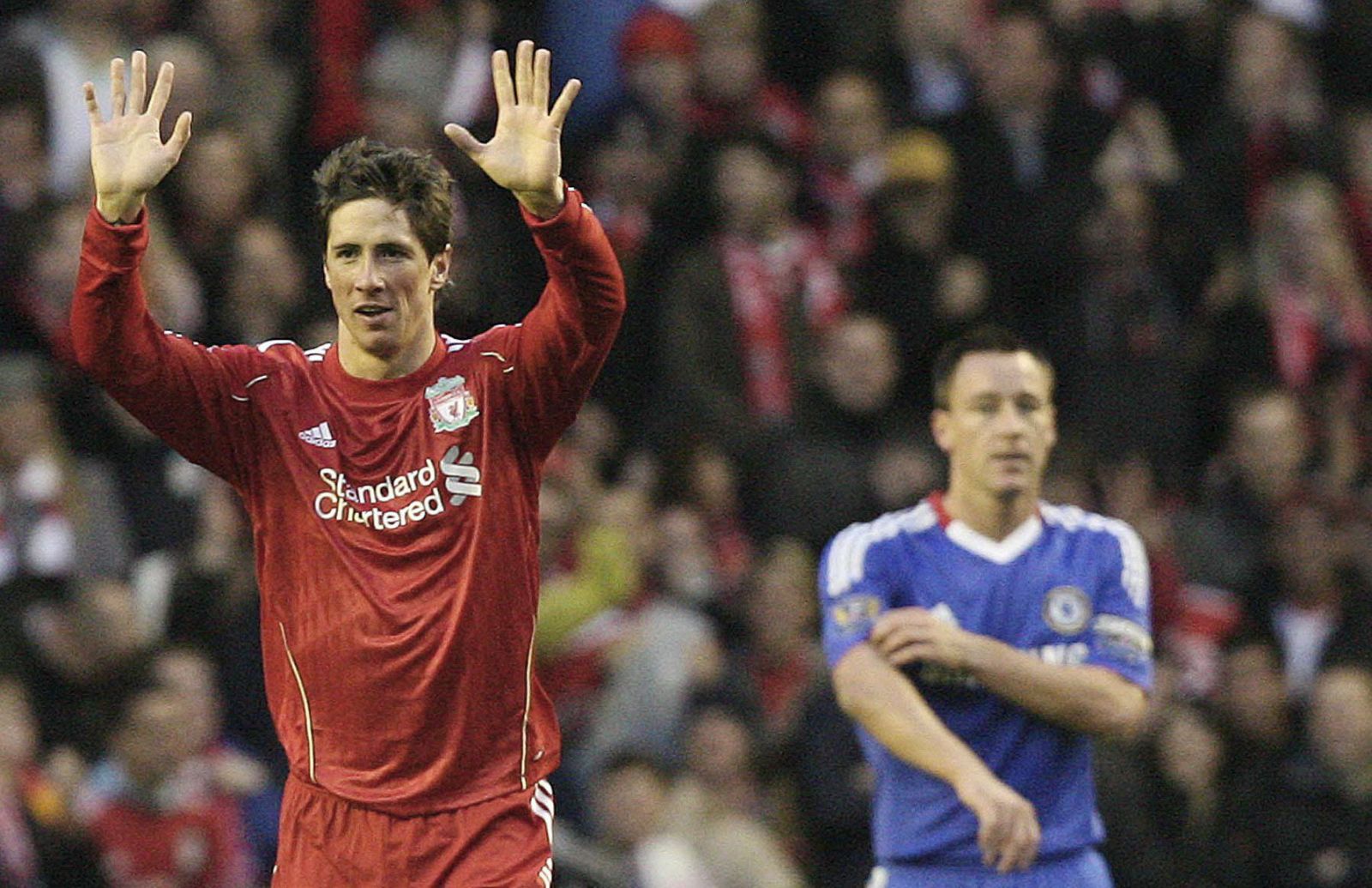 Fernando Torres celebra un gol ante el Chelsea durante el partido de la Premier de la undécima jornada, este fin de semana.