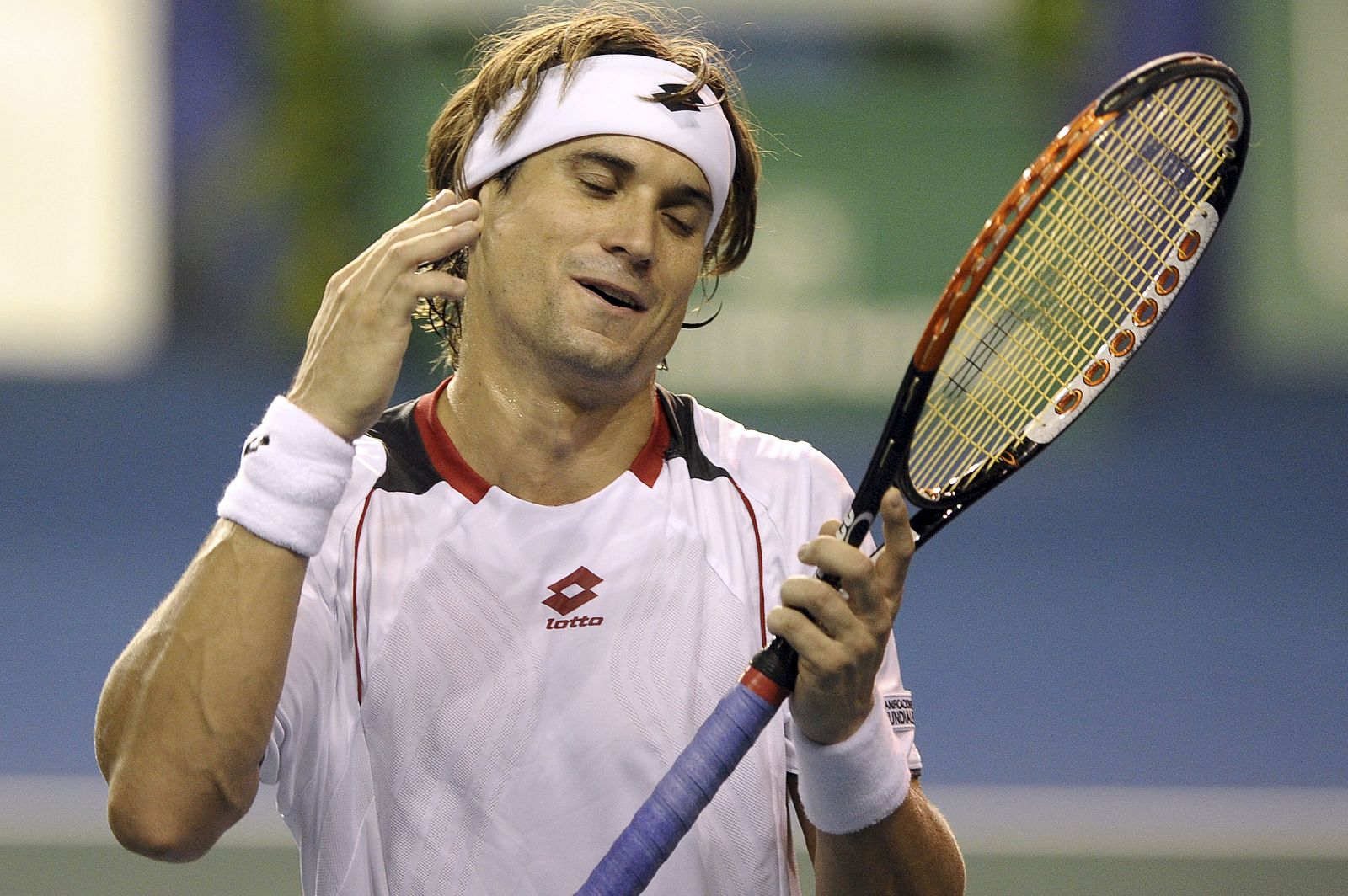 Ferrer se lamenta tras perder un punto ante el austriaco Jurgen Melzer.