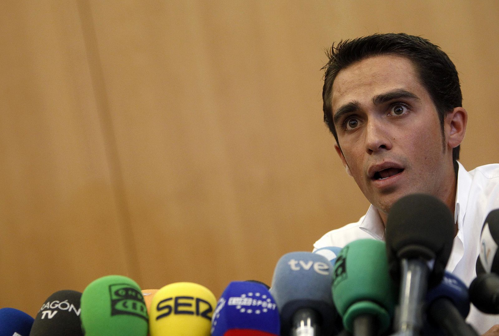 Alberto Contador durante una reciente rueda de prensa.