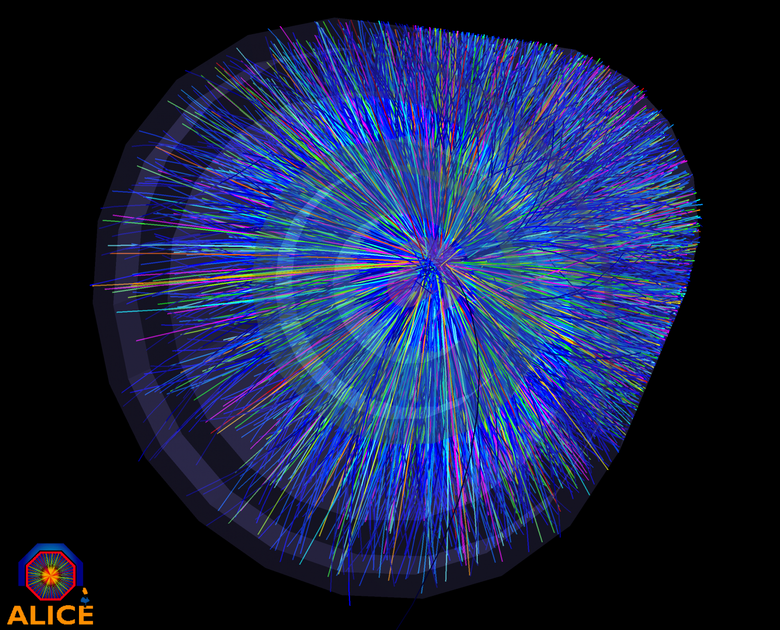 Así se ve la colisión de iones en el detector Alice, uno de los componentes del LHC diseñado para captar estos choques