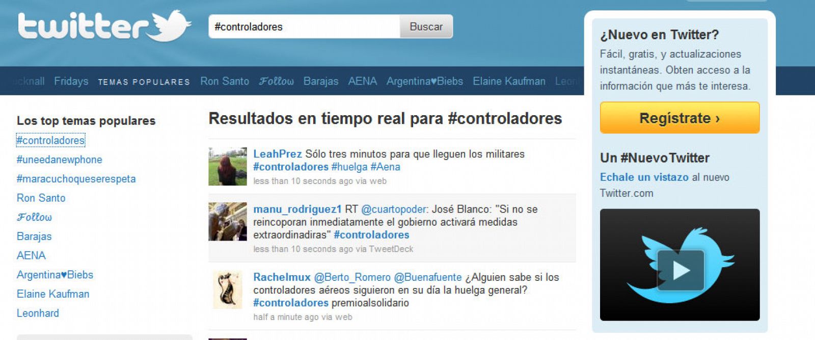 HUELGA CONTROLADORES TWITTER