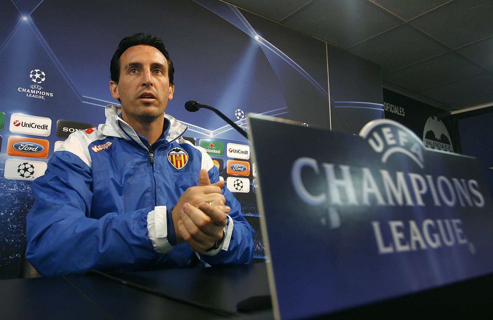 El técnico del Valencia, Unai Emery, durante la rueda de prensa.
