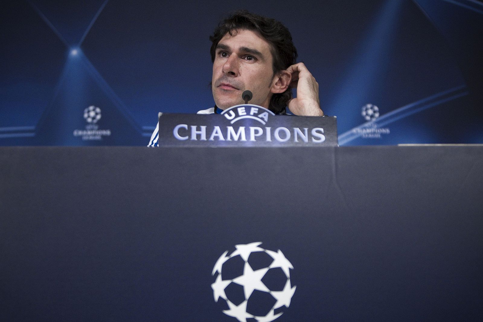 El segundo entrenador del Real Madrid, Aitor Karanka, durante la rueda de prensa.