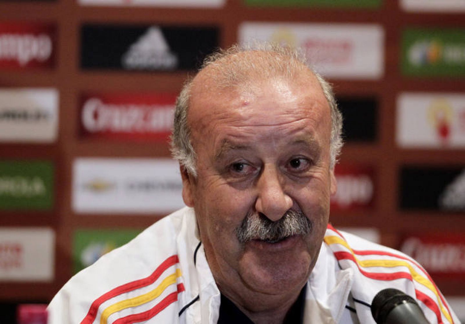 El seleccionador nacional de fútbol, Vicente del Bosque, durante una rueda de prensa en imagen de archivo.