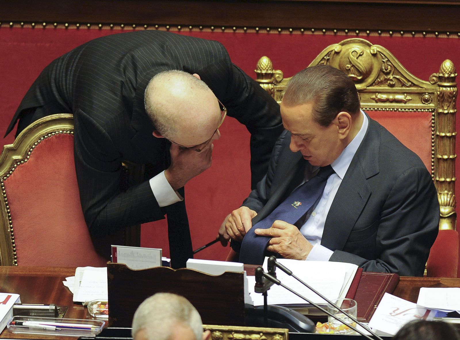 El primer ministro italiano Silvio Berlusconi durante la sesión celebrada en el Senado italiano en Roma