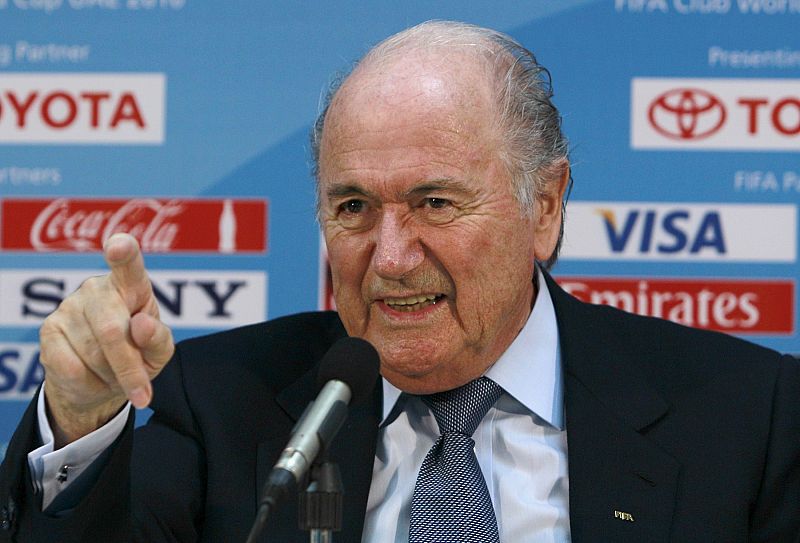 FIFA President Sepp Blatter speaks during a news conference at the Club World Cup in Zayed Sports City in Abu Dhabi