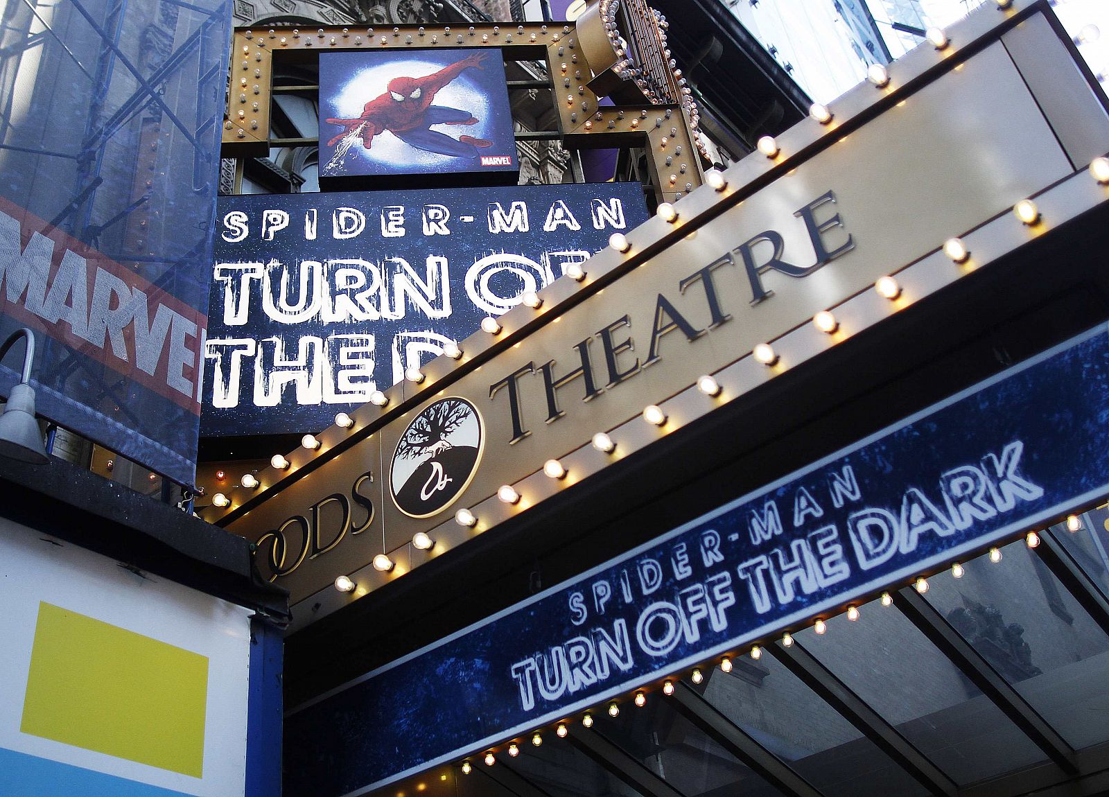 La marquesina en Broadway del musical 'Spider-Man: Turn Off The Dark'