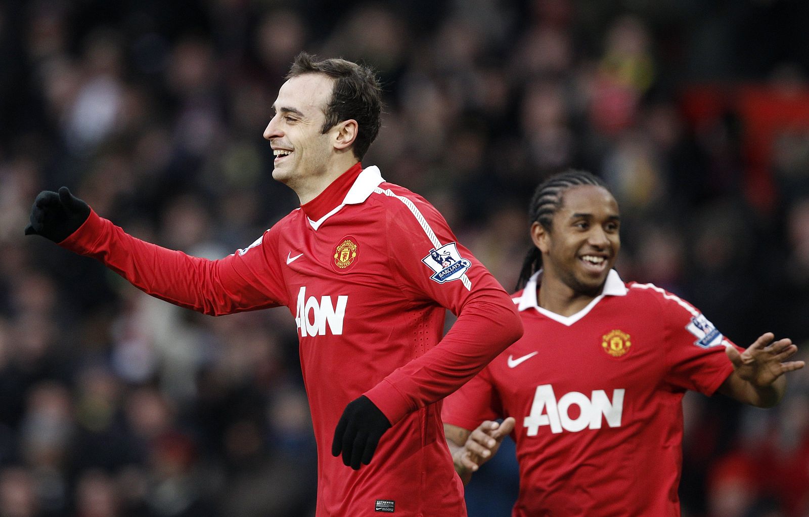 Berbatov celebra su segundo tanto frente al Sunderland.